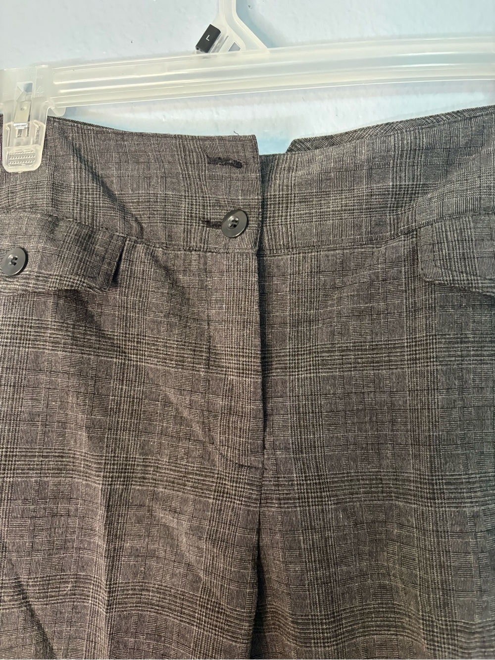 Women’s Gray Plaid Dress Pants - Cropped - Picture 1 of 3
